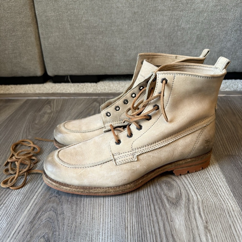 Frye Phillip Lug Workboot 87828 Mens 11.5 D Cement Leather Lace Up Boots